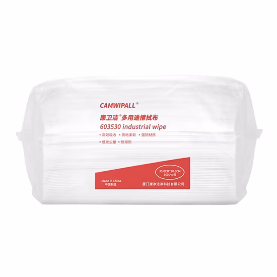 Lingettes de nettoyage industrielles non pelucheuses en rouleau géant d'usine